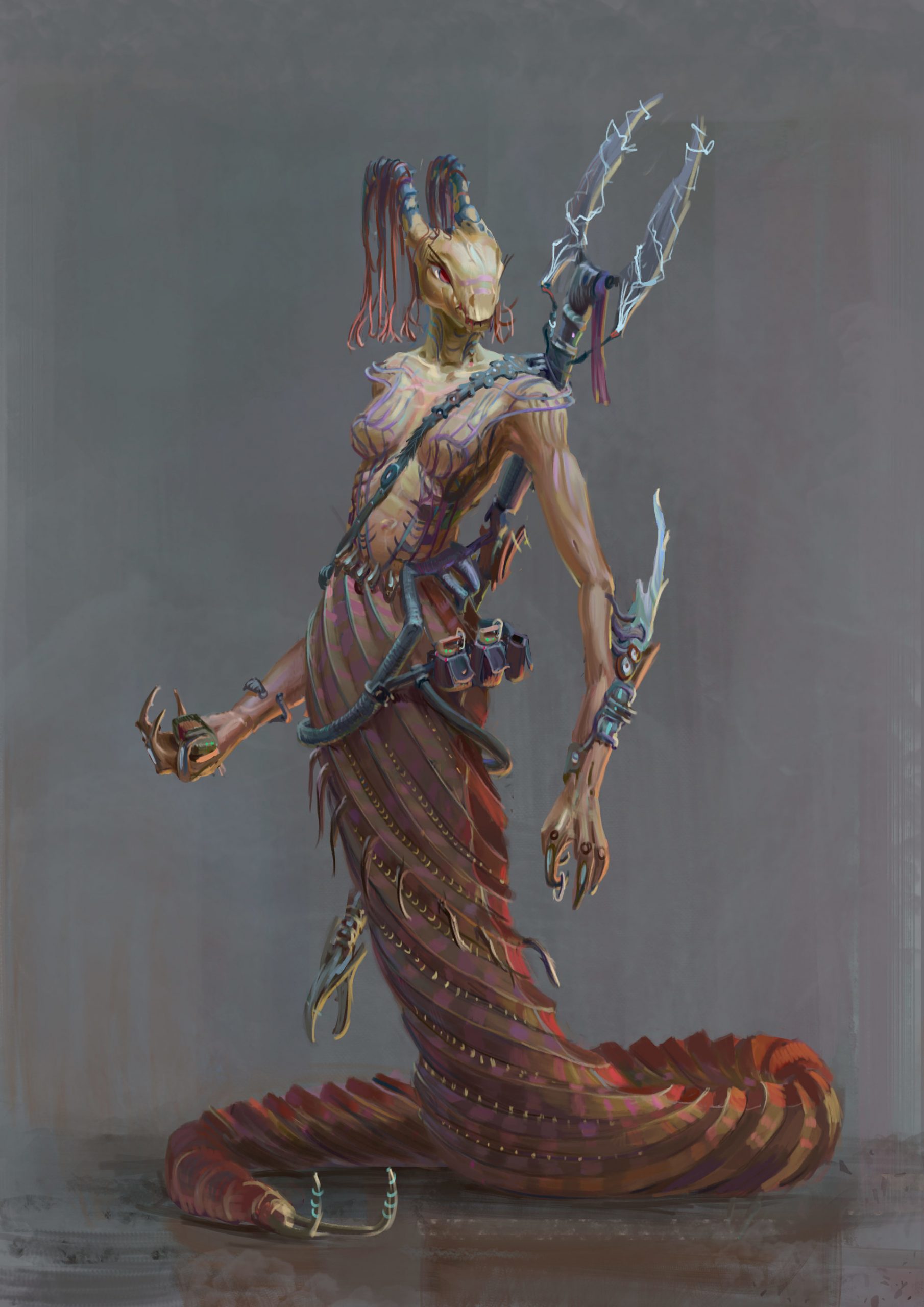 Alien cyborg-snake character by Eugene Jimenez Aristizabal